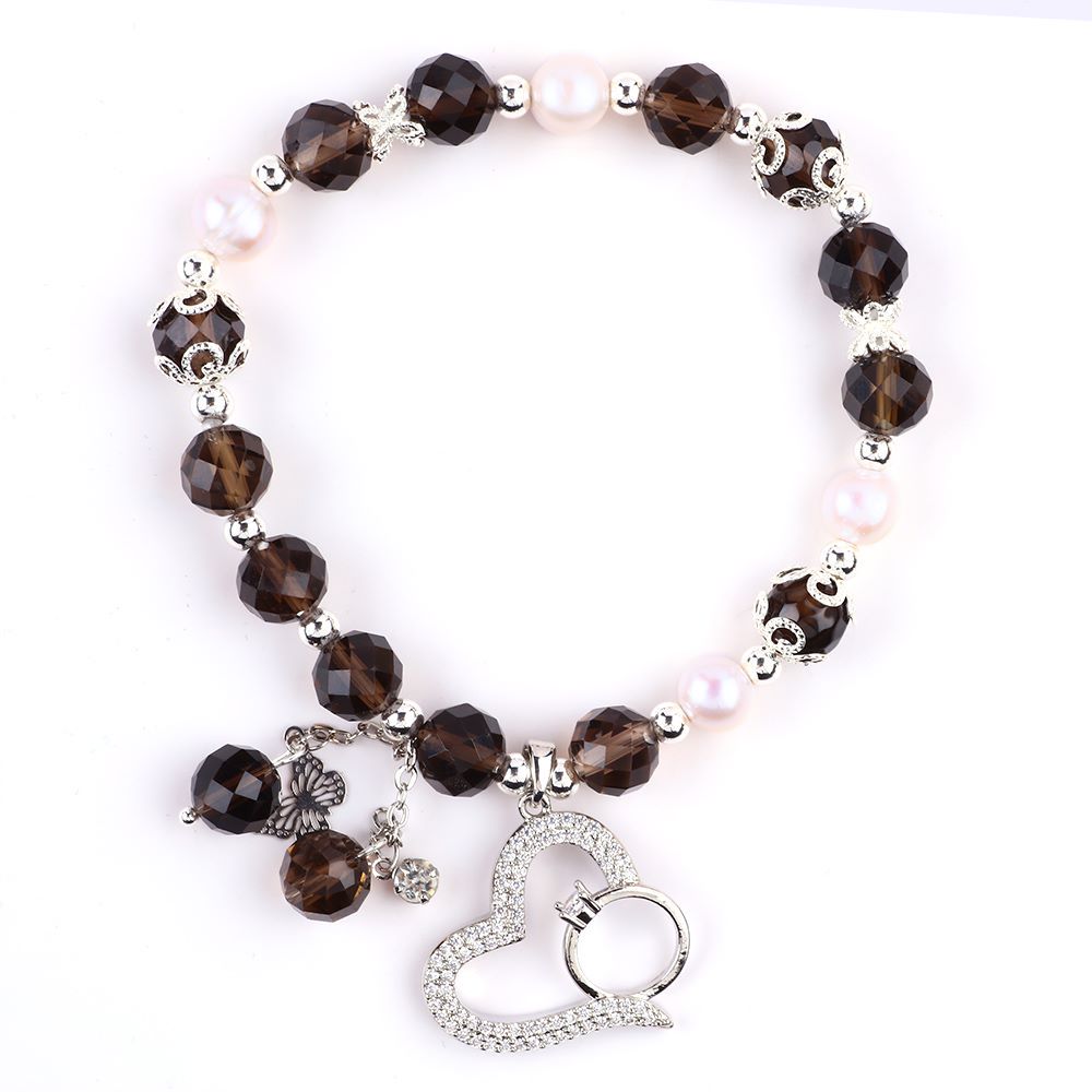 8MM Smoky Quartz Bead Natural  Handmade Crystal Bracelet FJHSB001