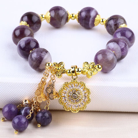 12MM Dream Amethyst Bead Natural Handmade Crystal Bracelet FJHASB001