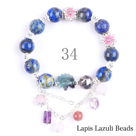 Natural Crystal Gemstone Handmade Stretchable Beaded Bracelet(Exclusive Design) With Exquisite Gift Box