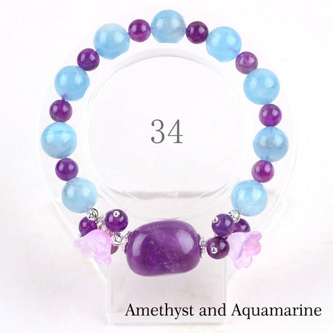 Natural Crystal Gemstone Handmade Stretchable Beaded Bracelet and Bangle(Exclusive Design) With Exquisite Gift Box