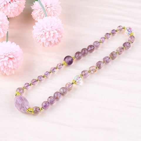 10MM+14MM Purple Multi-Layer Bead Natural Handmade Crystal Bracelet FJHMP001