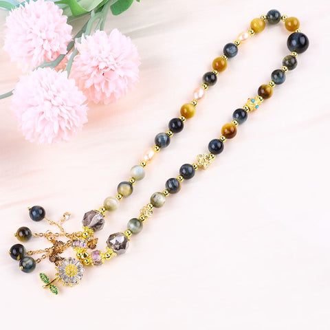 8MM Fantasy Tiger Eyes  Multi-Layer Bead Natural Handmade Crystal Bracelet FJHMT001