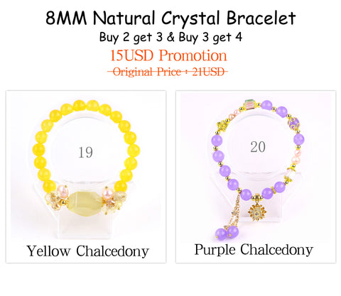 Natural Crystal Gemstone Handmade Stretchable Beaded Bracelet and Bangle(Exclusive Design) With Exquisite Gift Box