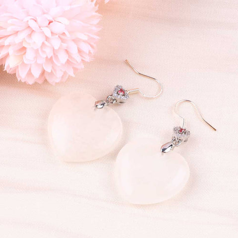 17g/pc Clear Quartz Heart Shape Natural Handmade Crystal Earrings FJHCHEOO1