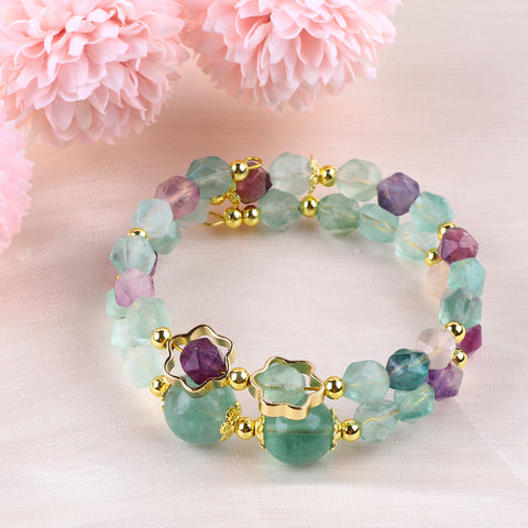 Flourite Bead Natural Handmade Crystal Bangle FJHDFB001