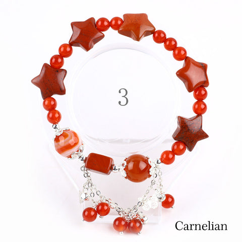 Natural Crystal Gemstone Handmade Stretchable Beaded Bracelet and Bangle(Exclusive Design) With Exquisite Gift Box