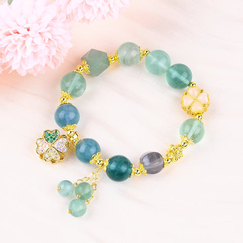 12MM Flourite Bead Natural Handmade Crystal Bracelet FJHFB001