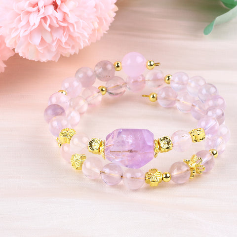 8MM Purple Alxa Bead Natural Handmade Crystal Bangle FJHDPAB001