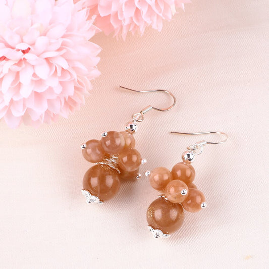 10g/pc Sunstone Bead Natural Handmade Crystal Earrings FJHSSE001