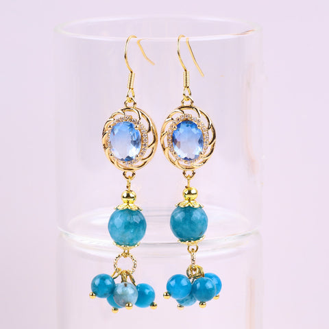 Apatite Bead Natural Handmade Crystal Earrings FJHAE001