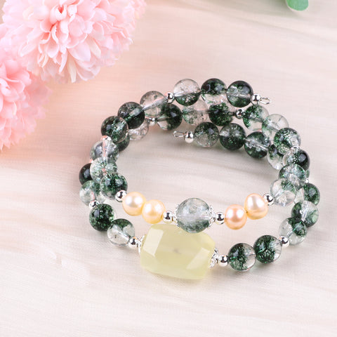 8MM Garden Quartz Bead Natural Handmade Crystal Bangle FJHDGBOO1