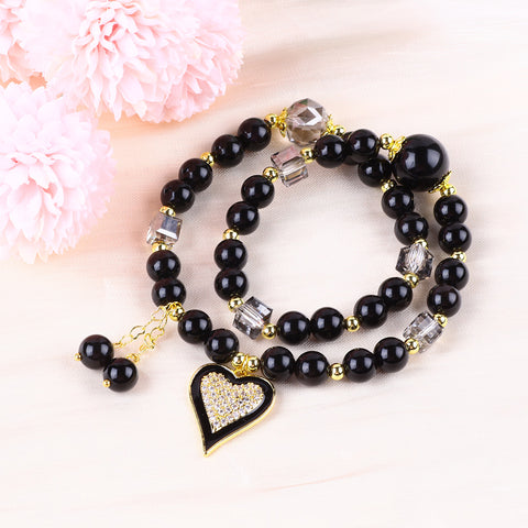 8MM Multi-Layer Golden Obsidian Bead Natural Handmade Crystal Bracelet FJHMGOB001