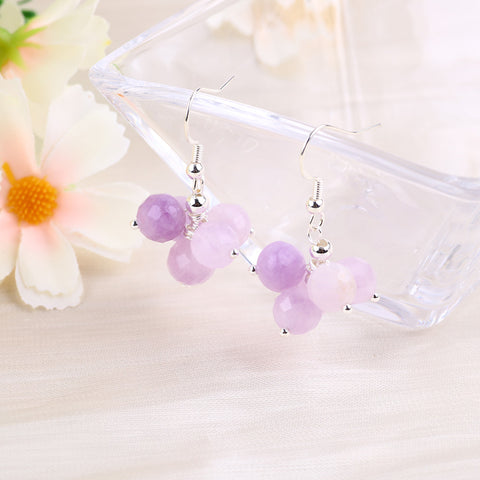 15g/pc Light Amethyst Bead Natural Handmade Crystal Earrings FJHMLAE001