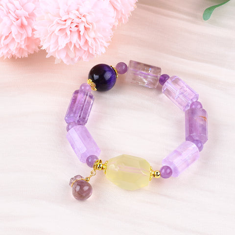 11x16MM Purple Bead Natural Handmade Crystal Bracelet FJHPB002