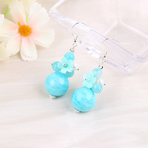 25g/pc Tianhe Stone Bead Natural Handmade Crystal Earrings FJHTHE001