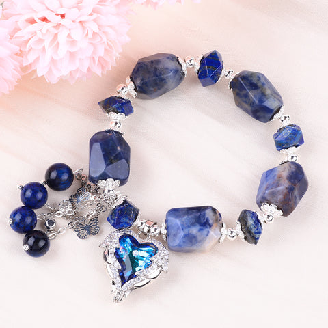 Raw Sodalite Bead Natural Handmade Crystal Bracelet FJHRSB001