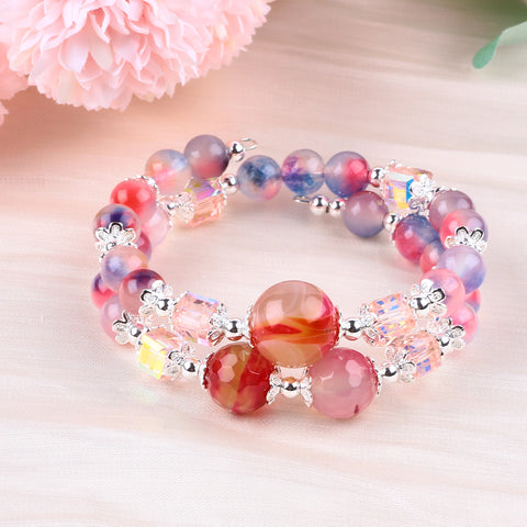 8MM Orchid Agate Bead Natural Handmade Crystal Bangle FJHOAB001