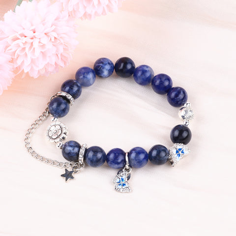 12MM Blue Sodalite Bead Natural Handmade Crystal Bracelet FJHBSB001