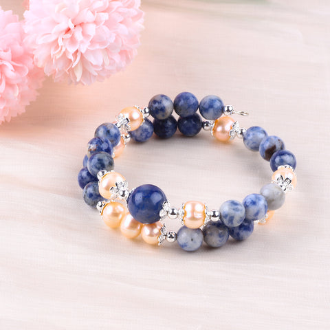 8MM Sodalite Bead Natural Handmade Crystal Bangle FJHDSB001