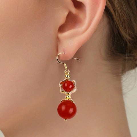 Red Agate Bead Natural Handmade Crystal Set FJHRS001