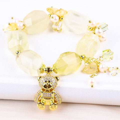 14MM Citrine Raw Bead Natural Handmade Crystal Bracelet FJHCRB001