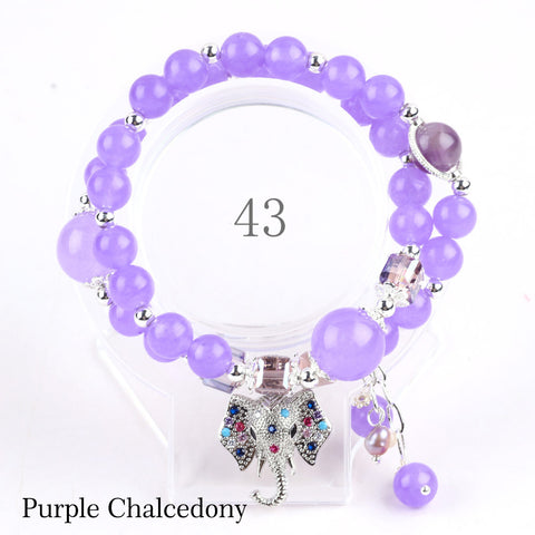 Natural Crystal Gemstone Handmade Stretchable Beaded Bracelet and Bangle(Exclusive Design) With Exquisite Gift Box