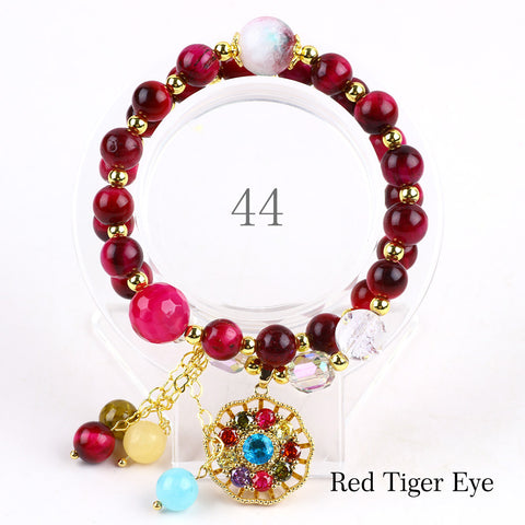 Natural Crystal Gemstone Handmade Stretchable Beaded Bracelet and Bangle(Exclusive Design) With Exquisite Gift Box