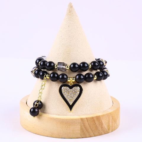 8MM Multi-Layer Golden Obsidian Bead Natural Handmade Crystal Bracelet FJHMGOB001