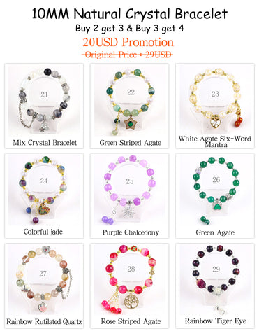 Natural Crystal Gemstone Handmade Stretchable Beaded Bracelet and Bangle(Exclusive Design) With Exquisite Gift Box