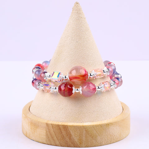 8MM Orchid Agate Bead Natural Handmade Crystal Bangle FJHOAB001