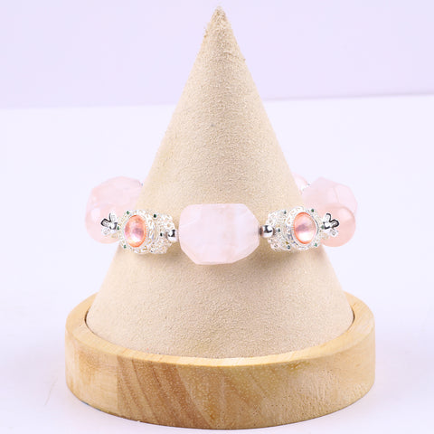 Raw Rose Quartz Bead Natural Handmade Crystal Bracelet FJHRRQB001