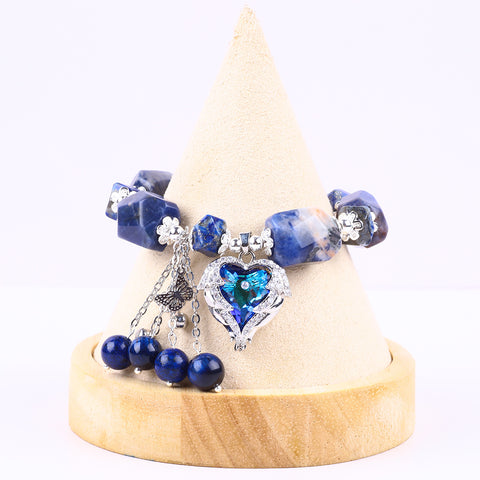 Raw Sodalite Bead Natural Handmade Crystal Bracelet FJHRSB001