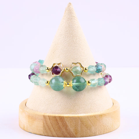 Flourite Bead Natural Handmade Crystal Bangle FJHDFB001