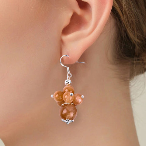 10g/pc Sunstone Bead Natural Handmade Crystal Earrings FJHSSE001