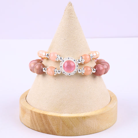 8MM Rhodochrosite Bead Natural Handmade Crystal Bracelet FJHDRPB001