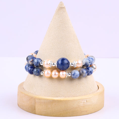 8MM Sodalite Bead Natural Handmade Crystal Bangle FJHDSB001