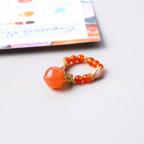 4MM Carnelian Beads Natural Handmade Crystal Adjustable Ring FJHMCR001