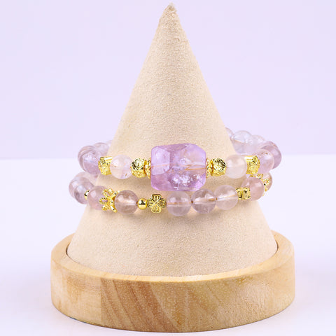 8MM Purple Alxa Bead Natural Handmade Crystal Bangle FJHDPAB001