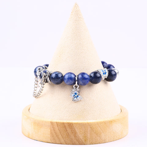 12MM Blue Sodalite Bead Natural Handmade Crystal Bracelet FJHBSB001