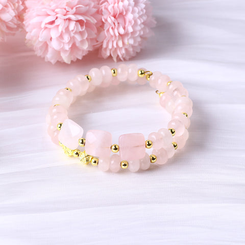 8MM Rose Quartz Bead Natural Handmade Crystal Bangle FJHRQB001