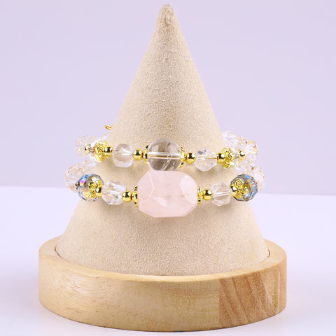 Clear Quartz Bead Natural Handmade Crystal Bangle FJHDCQB001