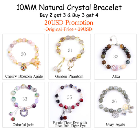 Natural Crystal Gemstone Handmade Stretchable Beaded Bracelet(Exclusive Design) With Exquisite Gift Box