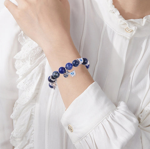 12MM Blue Sodalite Bead Natural Handmade Crystal Bracelet FJHBSB001