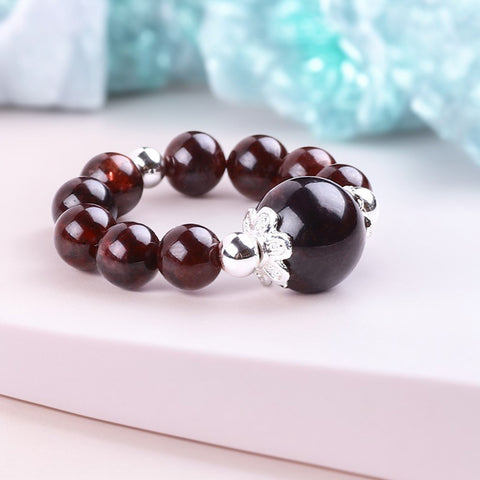 5MM Garnet  Beads Natural Handmade Crystal Adjustable Ring FJHGR001