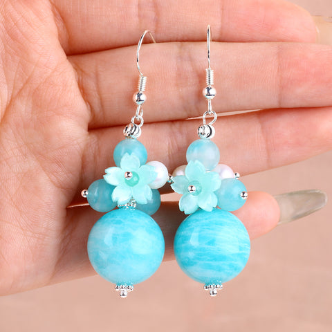 25g/pc Tianhe Stone Bead Natural Handmade Crystal Earrings FJHTHE001