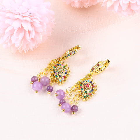 8g/pc Dream Amethyst Bead Natural Handmade Crystal Earrings FJHAHE001