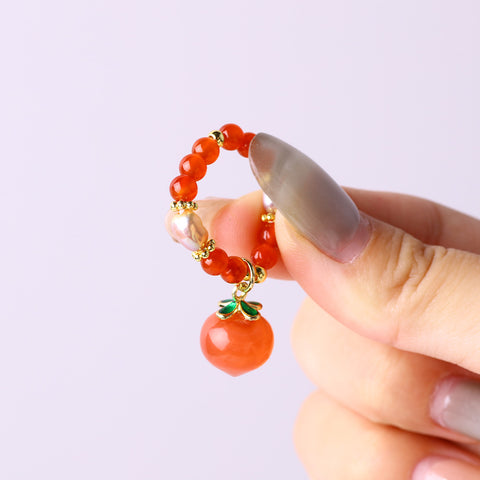 4MM Carnelian Beads Natural Handmade Crystal Adjustable Ring FJHMCR001