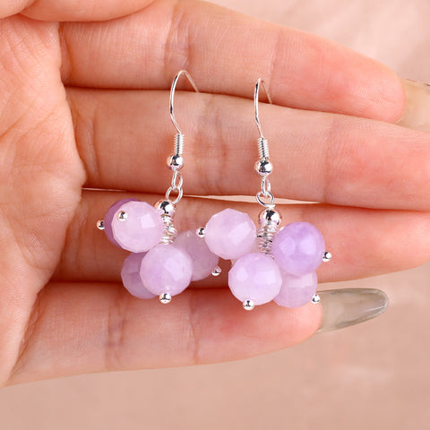 15g/pc Light Amethyst Bead Natural Handmade Crystal Earrings FJHMLAE001