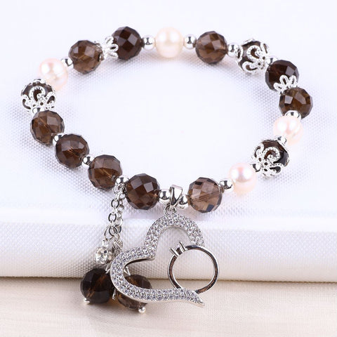 8MM Smoky Quartz Bead Natural  Handmade Crystal Bracelet FJHSB001