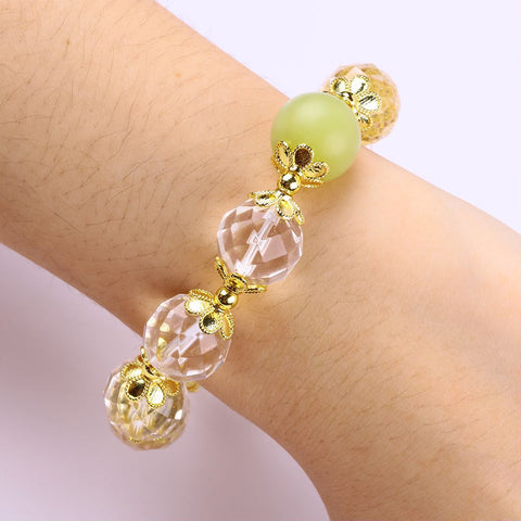 14MM Clear Quartz Bead Natural Handmade Crystal Bracelet FJHCB001